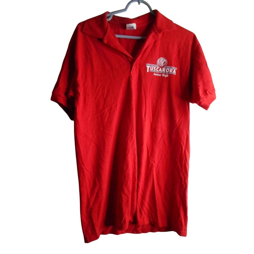 EUC Red Gildan Ultra Blend Polo shirt cotton blend Sz M Tuscarora Jr High Band